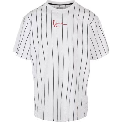 Karl Kani Small Signature Pinstripe Tee Black - Balts - T-krekls ar īsām piedurknēm Karl Kani Small Signature Pinstripe Tee Black - Balts - T-krekls ar īsām piedurknēm