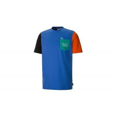 Puma x Mr Doodle Colourblock Men´s Tee - Zils - T-krekls ar īsām piedurknēm