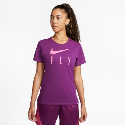 Nike Dri-FIT Swoosh Fly Wmns Short-Sleeve Tee Viotech - Violets - T-krekls ar īsām piedurknēm